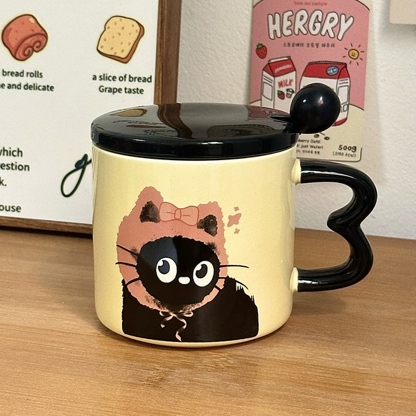 Pink cat/cup + spoon + lid (foam packaging)