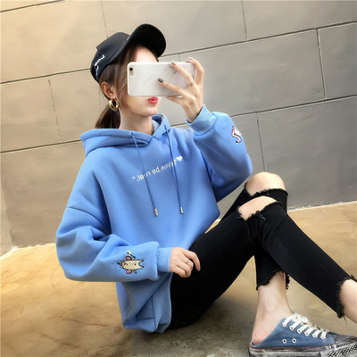 Hooded Sweater Female models spring and autumn 2022 new pattern ins Plush thickening Large cotton material leisure time Versatile Autumn and winter coat