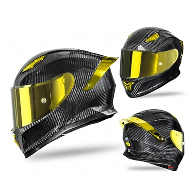 Motorcycle Safety Supplies — Carbon Fiber Motorcycle Helmet for Men - carbon-fiber-3k-time-gold-m-head-circumference-55-56cm
