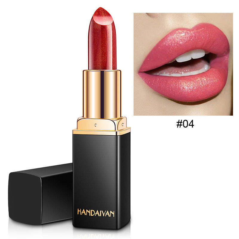 Transfronterizo termográfico lápiz labial HANDAIYAN nueve colores lápiz labial mermaid brillante metal perla oro lápiz labial color cambiante