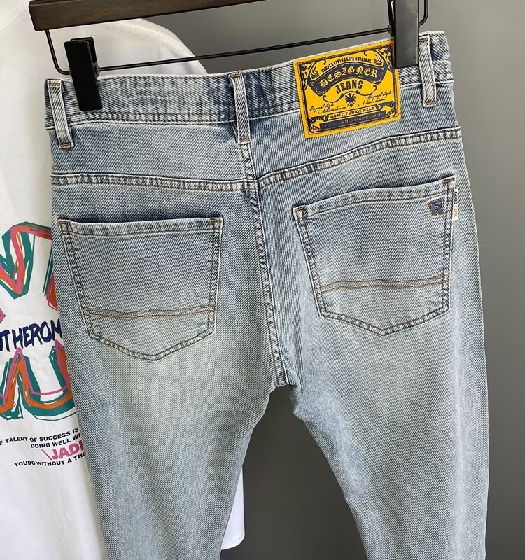 Men's Premium Stretch Slim Straight Jeans - Fall New Collection, Durable Denim Pants With Embroidery, High-End Casual Trousers For Men_voghion.com