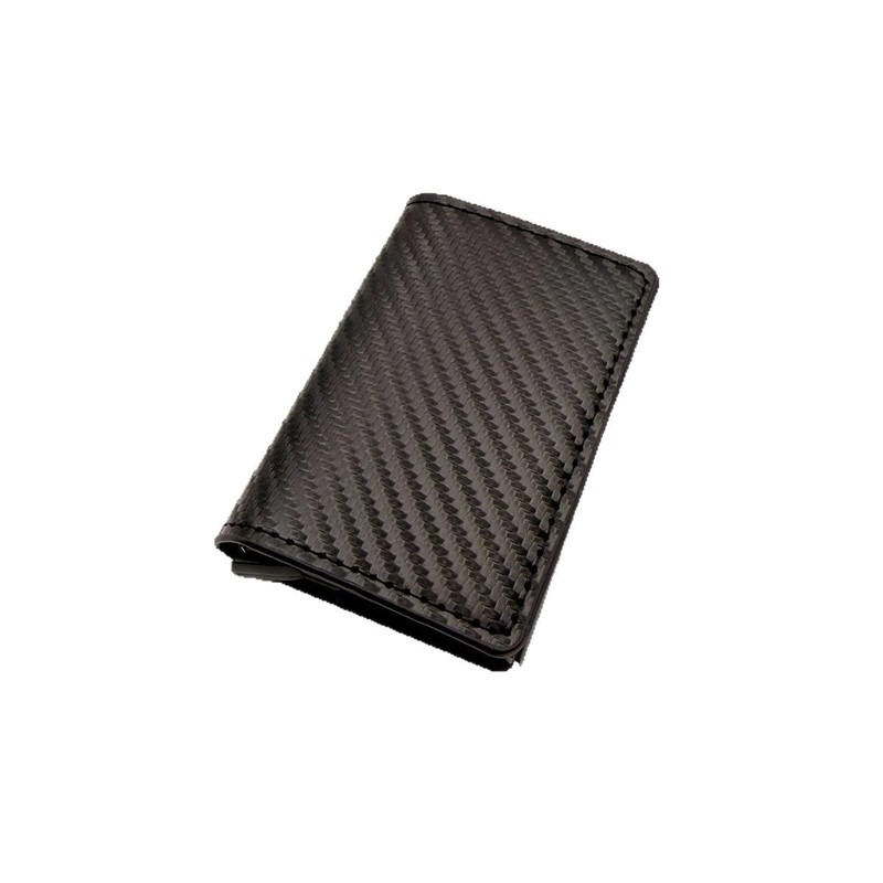 クロスボーダー専用男性カードケース盗難防止ブラシ超薄型炭素繊維RFID自動パチンコアルミ合金銀行カード財布|undefined