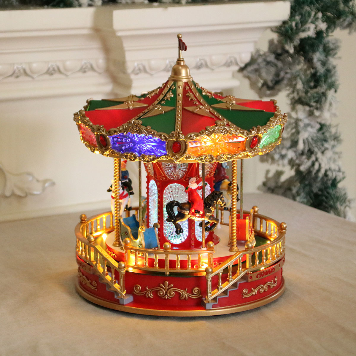 Nuevo cinturón luminoso Santa caja de música de Navidad caja de sonido carrossel regalo de Navidad decoración