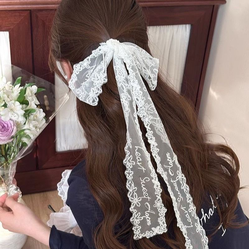 Korean Style Lace Embroidered Silk Scarf Headband for Women, Casual and Versatile Elegant Hairband, Fashionable Holiday Headwear, Hair Accessories, High-End