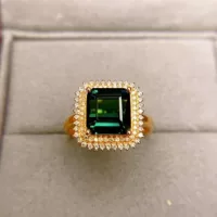 Фабрика прямых продаж красочное кольцо сокровищ 3.9ct18K инкрустированное натуральное кольцо турмалина квадратное кольцо простой подарок