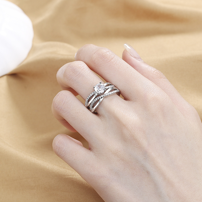 Copper Material Round Pattern Ig Style Round Copper Inlay Zircon Rings