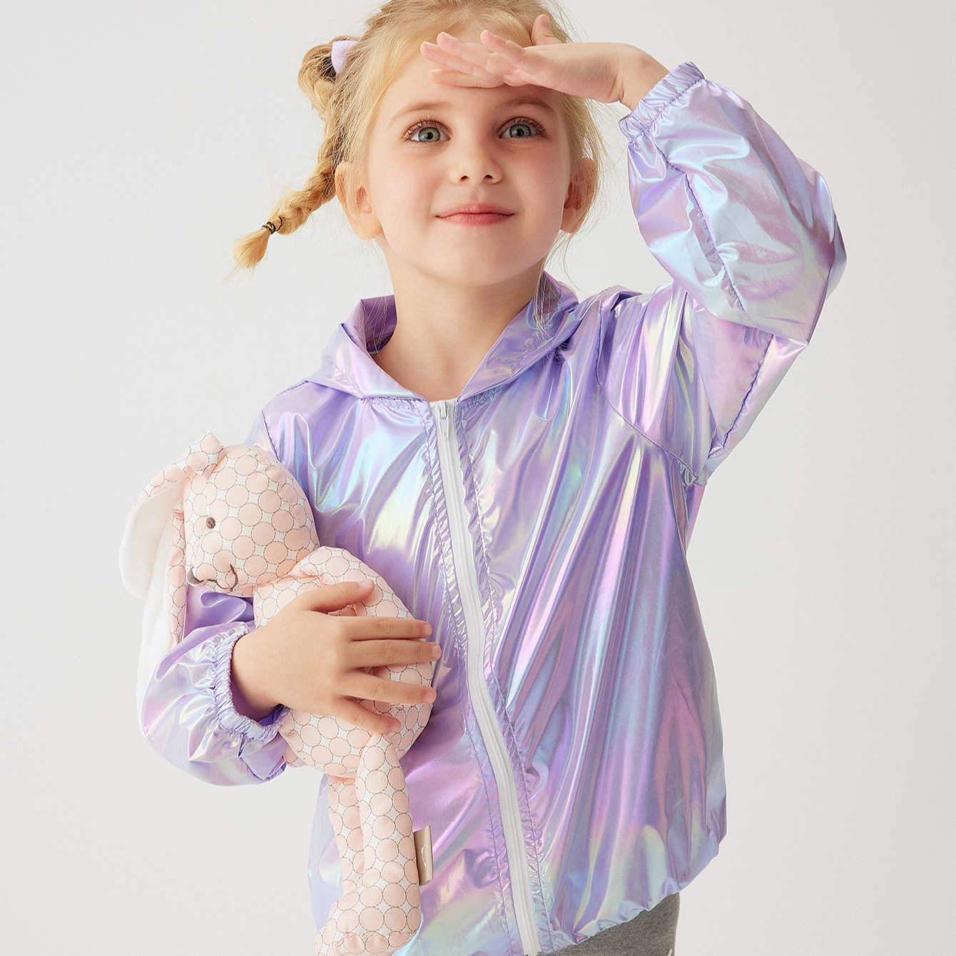 Children's Spring and Summer Cross-border Explosions Coat for Boys and Girls Zipper Hooded Top Windbreaker Thin Small and Medium-sized Children's Magic Color Sun Protection