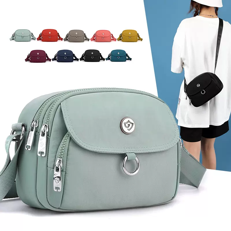 新款尼龙女包斜挎包纯色休闲时尚单肩包生意收钱包简约小包潮女包