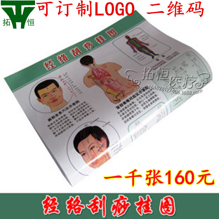 Factory wholesale human body Meridian scraping hanging picture scraping picture color front and back scraping hole map reference picture