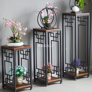 New Chinese Style Flower Rack Balcony Flower Rack Storage Rack Iron Flower Rack Flower Pot Rack Living Room Floor-Standing Flower Stand Storage