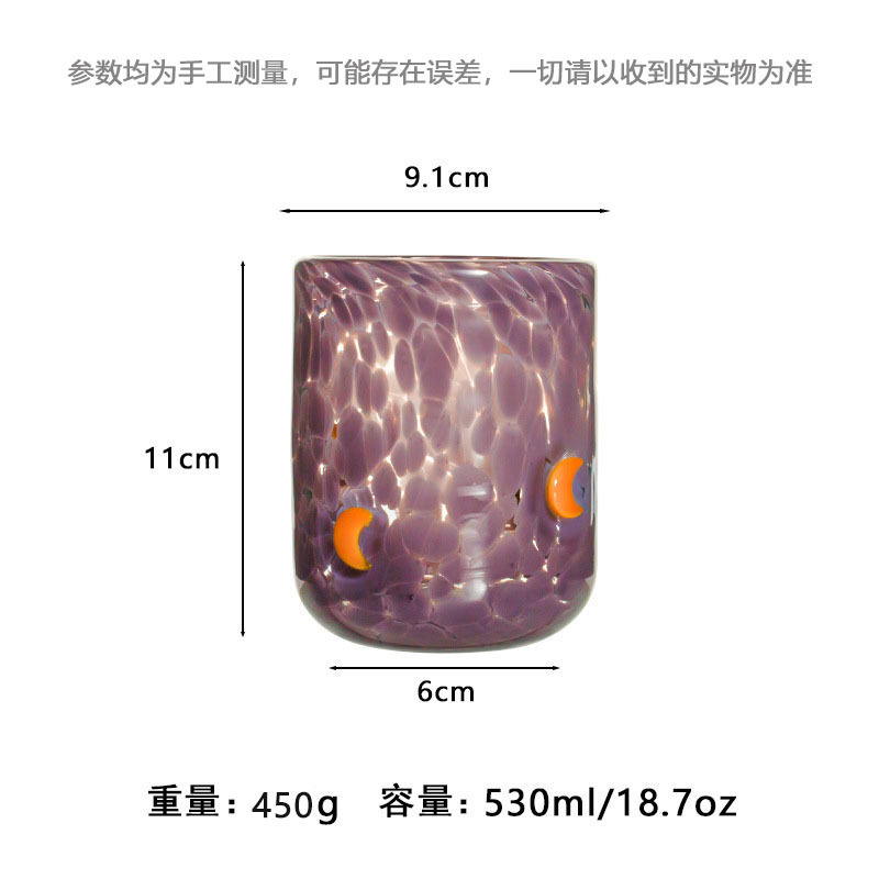 中古人工开口贴片水晶玻璃杯樱桃草莓压花贴片装饰饮品咖啡杯|undefined
