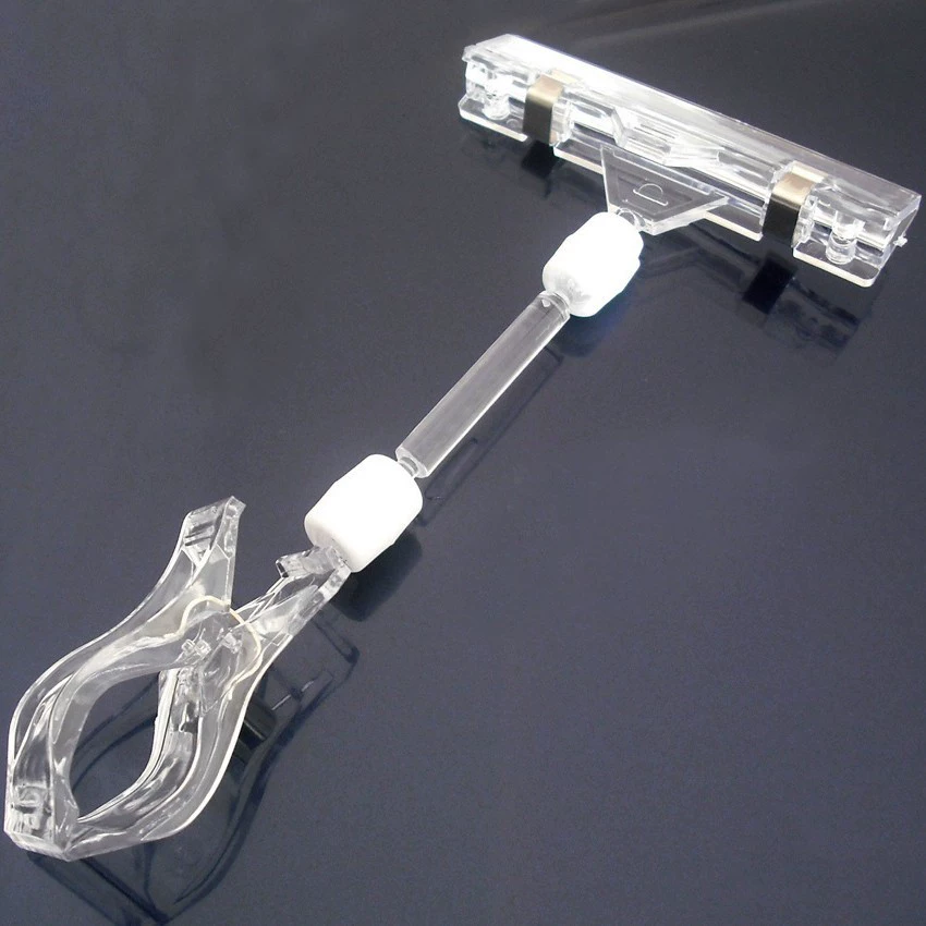 POP рекламируя зажим кристалла взрыва полки зажима плаката зажима головки двойника зажима ярлыка прозрачного пластичный