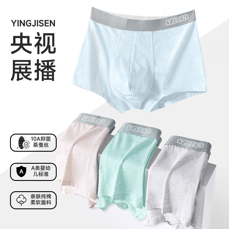 Teenage Underwear, Pure Cotton, Boys' Boxer Briefs for Middle and High School Students, Boys' Development Period Boxer Briefs