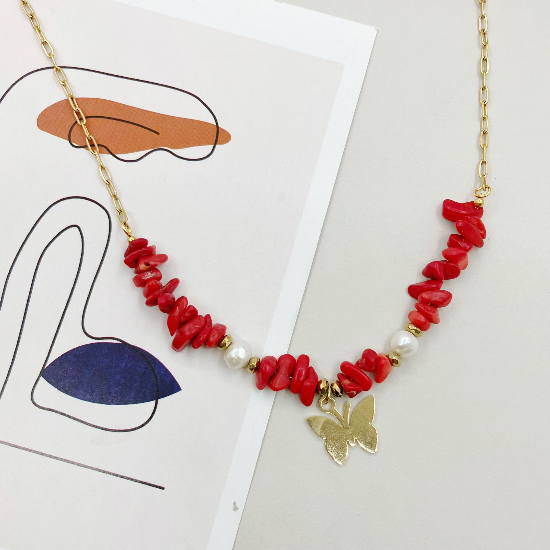 Fashion Butterfly Titanium Steel Plating Pendant Necklace 1 Piece