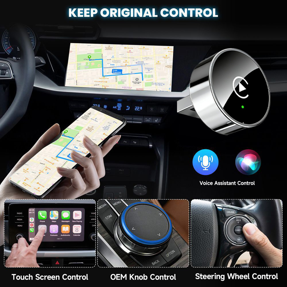New Wireless Carplay Box Android Auto 2-in-1 Car-Mounted Wired to Wireless Adapter Cross-Border Hot Seller