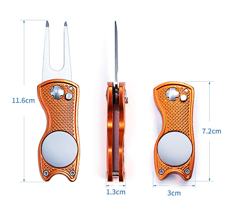 Golf Fruit Ridge tenedor cola de pescado mango de aluminio resorte de acero inoxidable Bola de metal tenedor herramienta de reparación de césped accesorios de golf