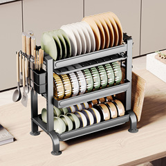 Cross-border kitchen sink countertop drain bowl rack, bowl rack drain basket stand, knife fork tableware bowl plate storage rack