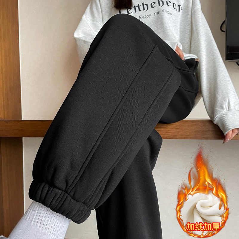 ラムベルベット暖かいカジュアルスポーツパンツ女性のための 2021 冬の新綿パンツプラスベルベット肥厚ハイウエストレギンスハーレムパンツ