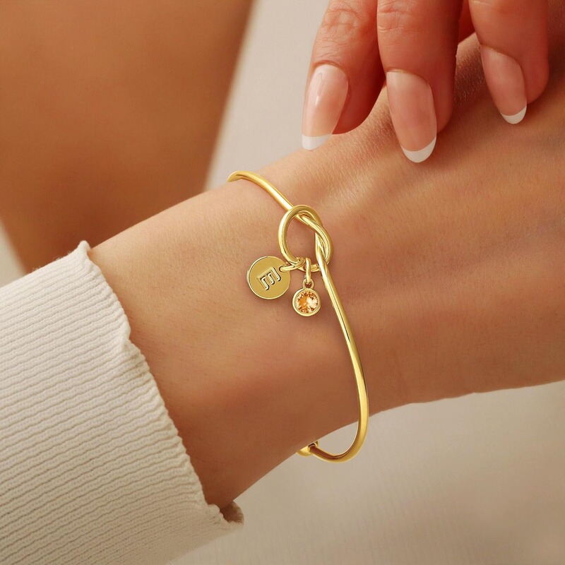 Amazon Cross-Border Stainless Steel Birthday 26-Letter Stone Bracelet Initial Birthstone Jewelry Birthday Gift Accessories for Women