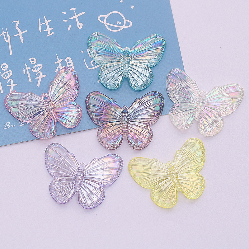 Laser Transparent Fantasy Color Gradient Butterfly Mobile Phone Case Material Package Diy Cream Glue Handmade Resin Accessories
