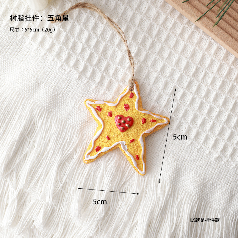 Nuevos árboles de Navidad transfronterizos de madera, copos de nieve, pegatinas de resina de pentacos, accesorios de decoración de Navidad, decoración de amor