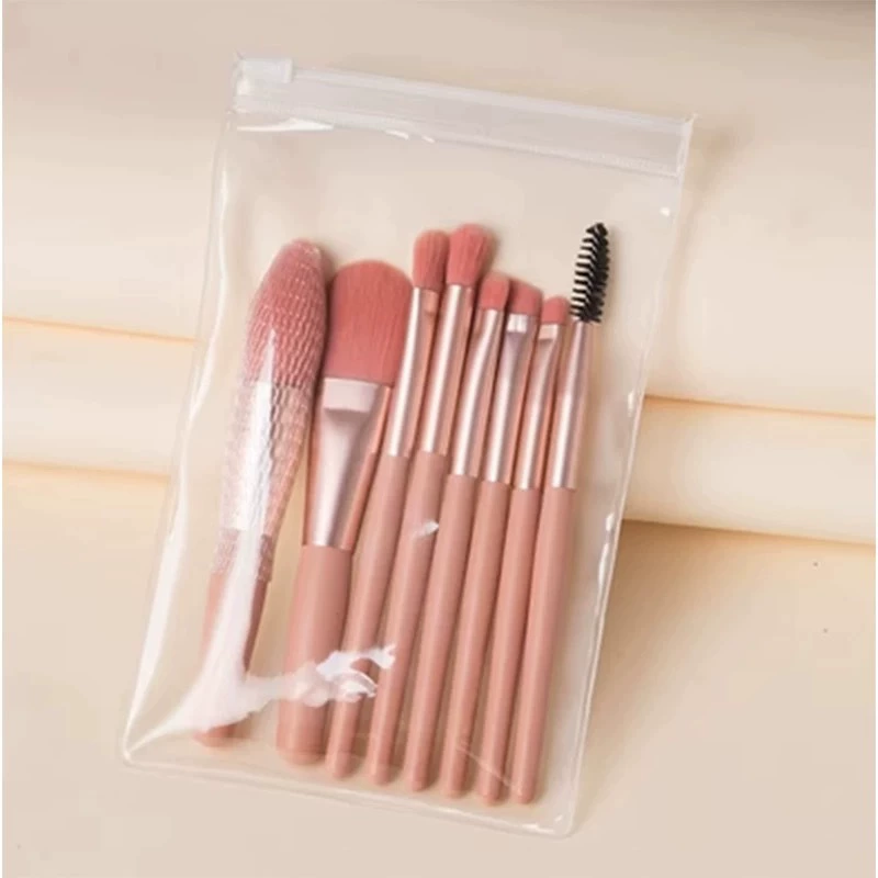 Makeup Brush Set, 8-Piece Handheld Brushes for Foundation Powder Eyeshadow, Compact Pouch