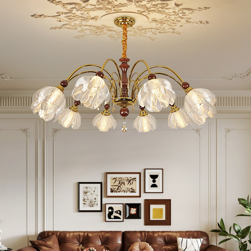2026 New Model Living Room Lighting Fixtures, American Retro Style Walnut Wood Grain Color Dining Room and Bedroom Lights, French Mid-Century Style Chandelier 2026 New Model Living Room Lighting Fixtures, American Retro Style Walnut Wood Grain Color Dining Room and Bedroom Lights, French Mid-Century Style Chandelier