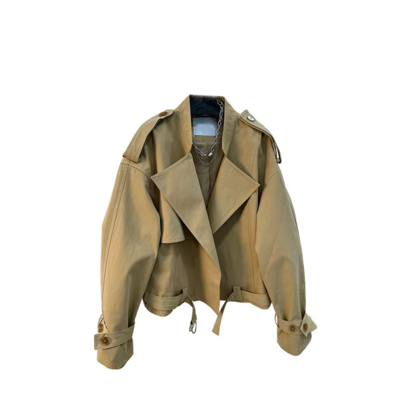 Korean Style Workwear Short Loose Jacket for Women 2025 Autumn and Winter New Casual Versatile High-End Trench Coat
