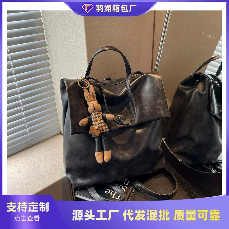 跨境双肩包女时尚小众设计手提水桶包韩版学生书包高级感旅游背包