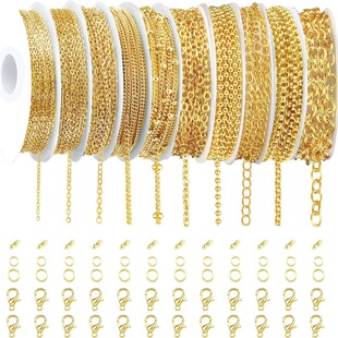 Jewelry diy iron plating chain 10 24 meters combination with lobster buckle open ring melon seed buckle bead chain