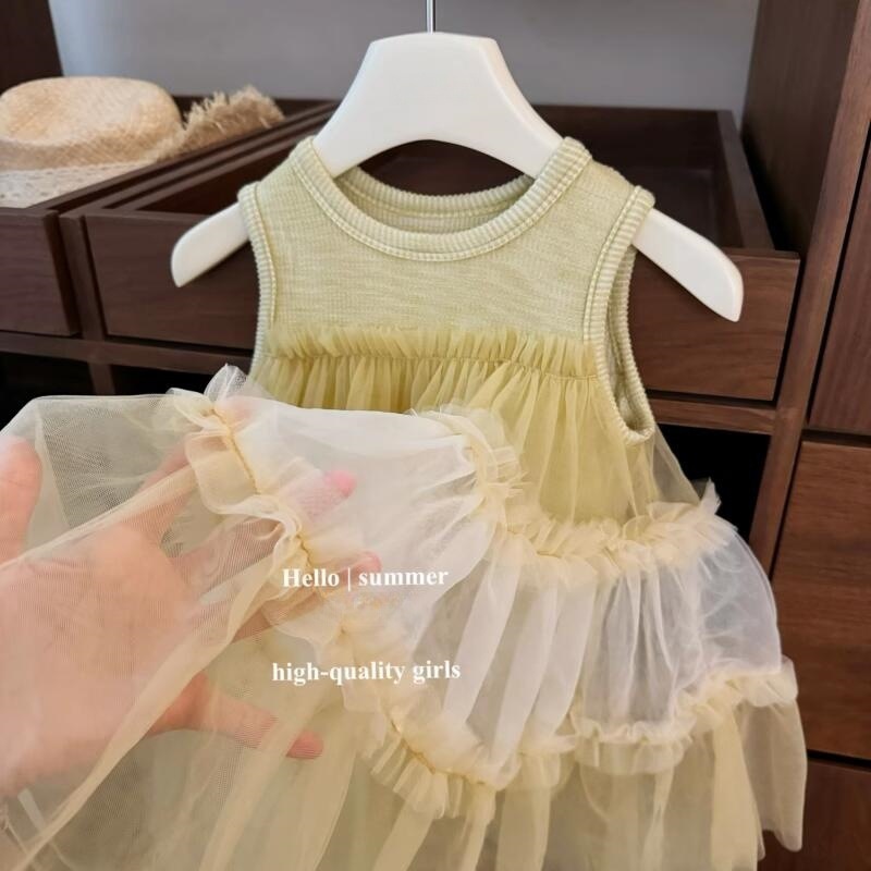 [Siete de limón salado] ¡Leche! Falda de hada de bebé de estilo de vacaciones Ropa para niños coreanos Falda de princesa de malla con orejas de madera