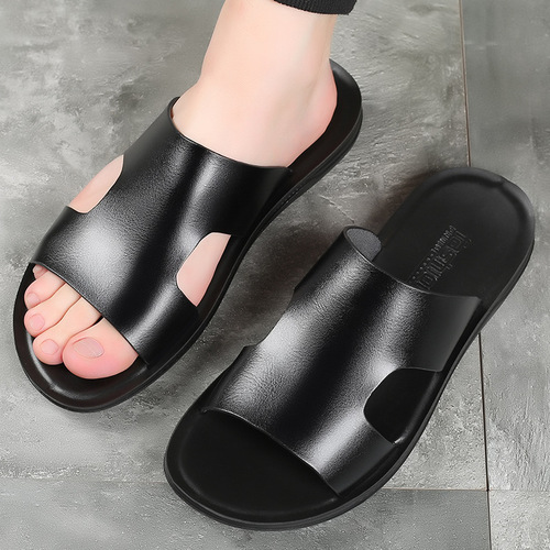 Men's trendy slippers for outdoor summer weather, personalized, wear-resistant, non-slip, Korean style, versatile, trendy, soft-soled, men's casual outer wear