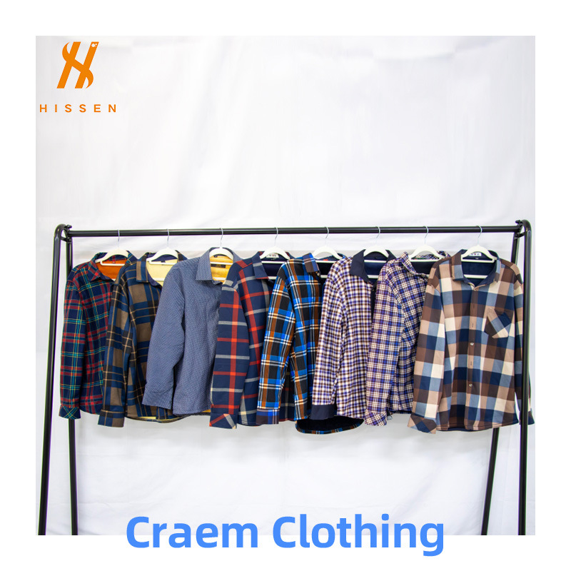 出口俄罗斯二手衣服精品Craem clothing高品质二手男士格子衬衫