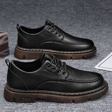 西装皮鞋男冬季加绒保暖英伦商务正装休闲鞋男士黑色工作马丁男鞋