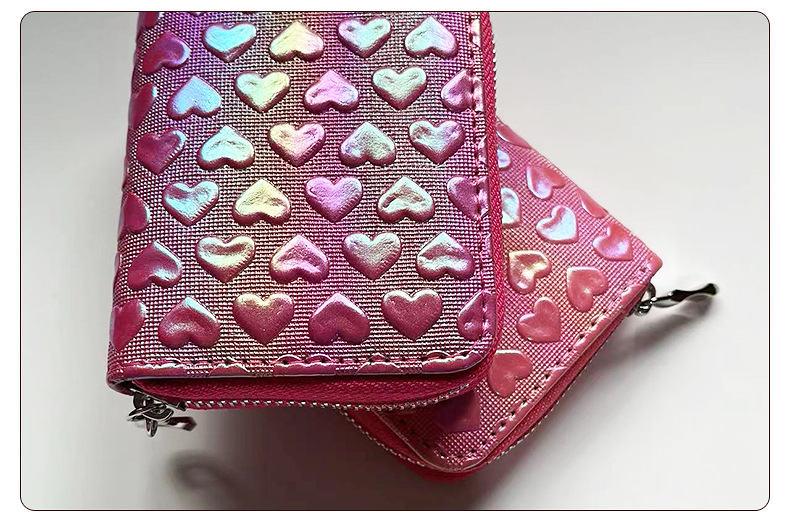 54g Weight Zipper Closure Type Small Wallets Bags Type 1 Piece Quantity Daily Occasion Pu Leather Material Heart Shape Pattern All Seasons Season Women's Gender Simple Style Style Square Shape Women's Heart Shape Pu Leather Zipper Small Wallets