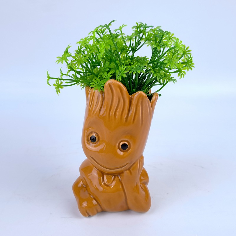 Cerámica Árbol Hombre Maceta Creativa Estaca de madera Hombre de madera Planta en maceta Animación Árbol periférico Extraño Escritorio Portalápices Adornos en maceta