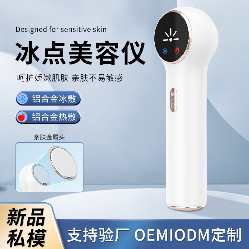 Cross-border New Hot and Cold Beauty Instrument Household Facial Introduction Instrument Skin Rejuvenation Facial Cleansing Vibration Massage Instrument
