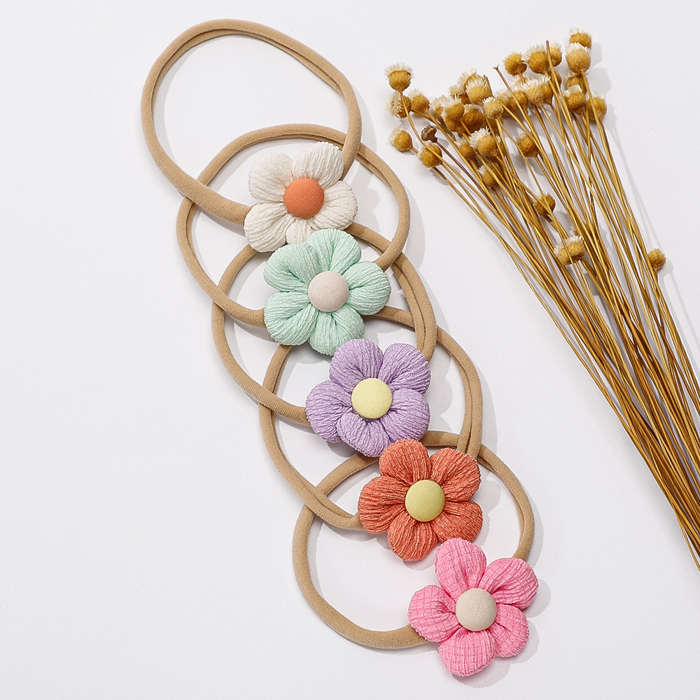 Accessori per capelli per bambini estivi europei e americani transfrontalieri, fascia elastica per capelli per bambini, fascia per capelli con fiori carini intrecciata a mano_voghion.com