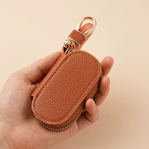 Cross-Border Men's Pu Key Bag Pure Color Korean Style Men's and Women's Car Key Protective Cover Universal Key Bag