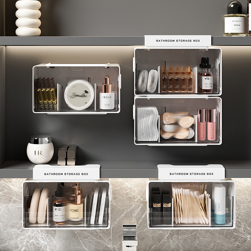 Bathroom Mirror Cabinet Storage Box, No-Drill Toilet Shelf for Skincare Products and Cotton Swabs, Partitioned Towel Holder for Bathroom Bathroom Mirror Cabinet Storage Box, No-Drill Toilet Shelf for Skincare Products and Cotton Swabs, Partitioned Towel Holder for Bathroom