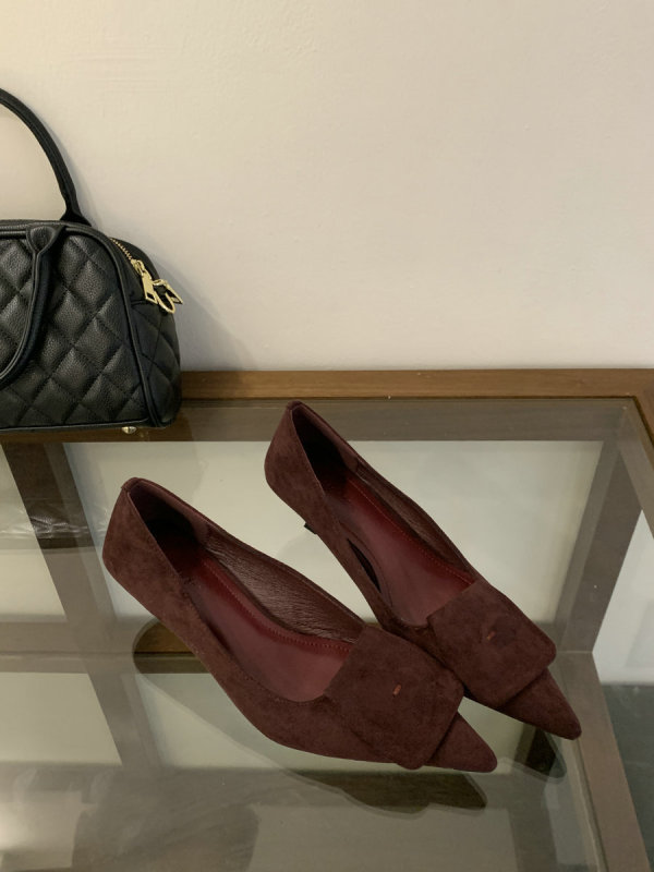 【Tax Not Included】2025 Autumn New Vintage Style Pointed Toe High Heels Women's Suede Slip-On Versatile Shoes