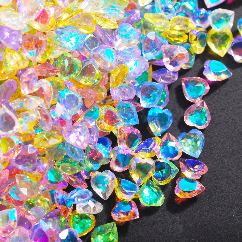 Cross-Border New Aurora смешанный цвет маленькая любовь чистый красный гвоздь указал снизу персик в форме сердца гвоздь DIY ювелирные изделия оптом