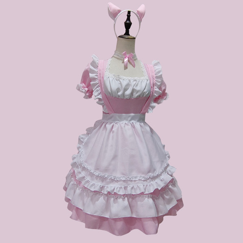 Pink maid costume anime coffee maid cute cat female costume boss Japanese lolita cute girl cos costume
