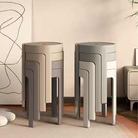 家用凳子加厚塑料可叠放摞叠餐桌板凳风车凳高圆凳胶凳子简约椅子