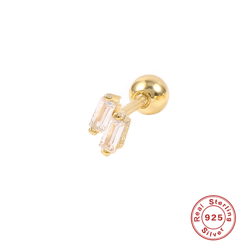 Solid Color Pattern Women'S Gender 1 Piece Ear Cartilage Rings & Studs Fashion Solid Color 925 Sterling Silver Inlay Zircon