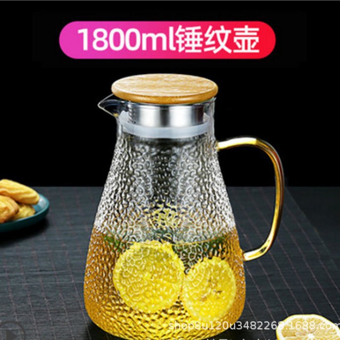 Suministro directo de fábrica vidrio botella de agua fría traje hogar frío blanco abierto taza de agua grande jugo olla borosilicato juego de té Generación de cabello