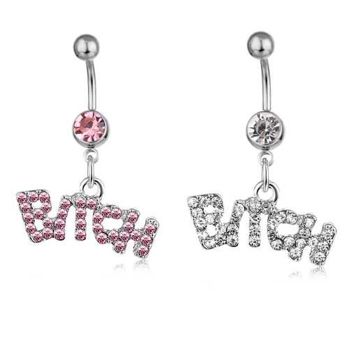 Cross-border goods European and American best-selling diamond-encrusted letters, numbers, navel rings, navel nails, wholesale