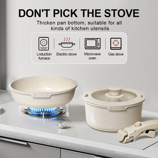 Removable Pot Aluminum Alloy Set Soup Pot Frying Pan Wok Non-Stick Pan Cross-Border Popular Set Pot Medical Rice Stone Pot