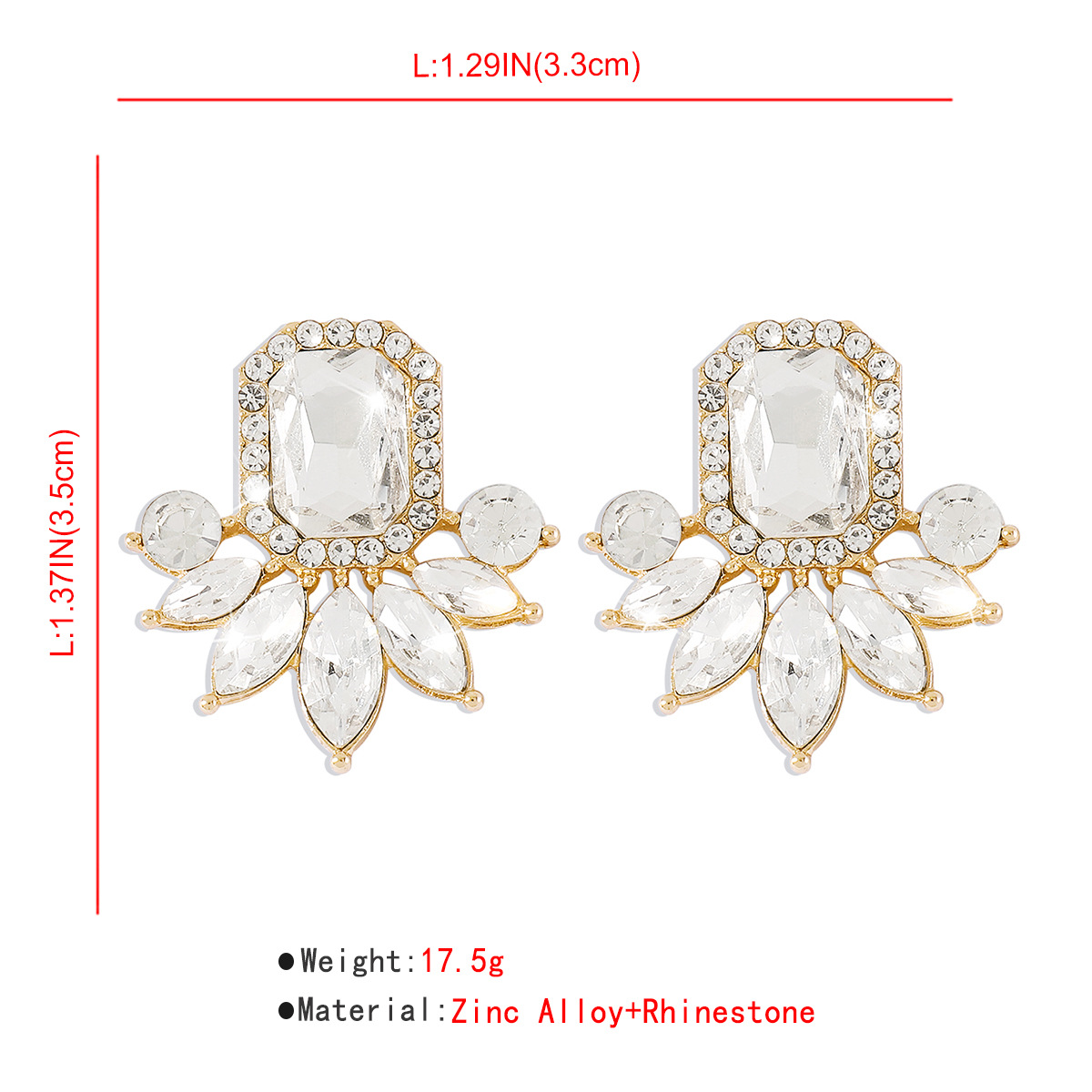 Sucré Carré Alliage Placage Incruster Strass Femmes Boucles D'oreilles 1 Paire display picture 3