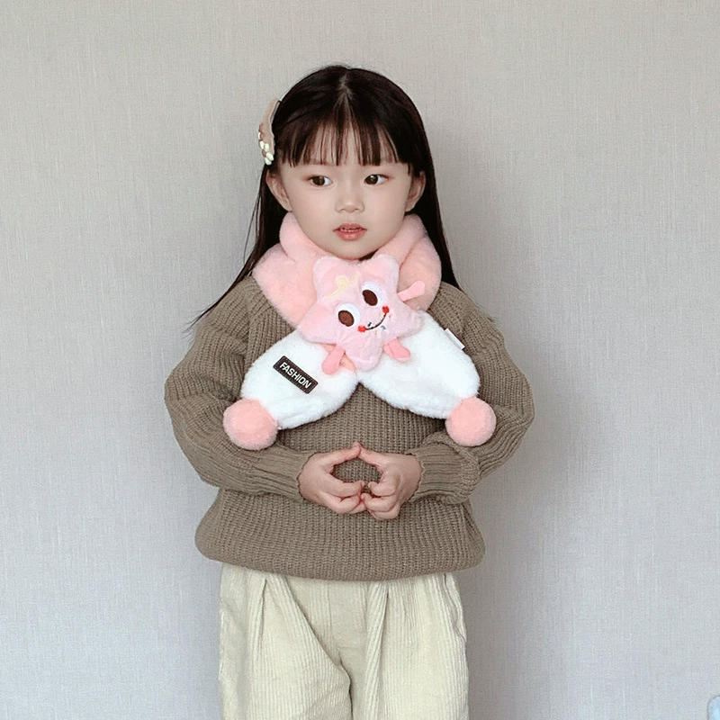 Children's demi-season cute keep warm cartoon windproof scarf, plush